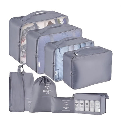 Set organizator pentru bagaje, 8 piese, gri