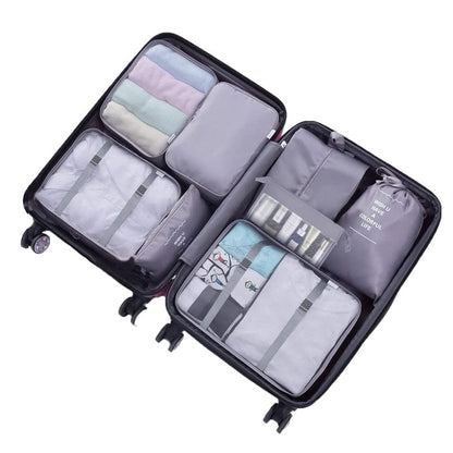 Set organizator pentru bagaje, 8 piese, gri