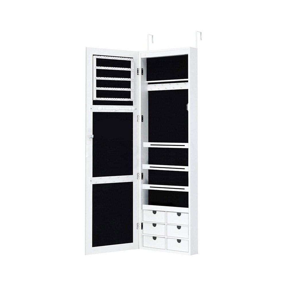 Wall mirror jewelry holder with lighting