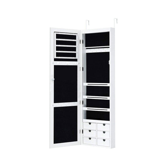 Wall mirror jewelry holder with lighting