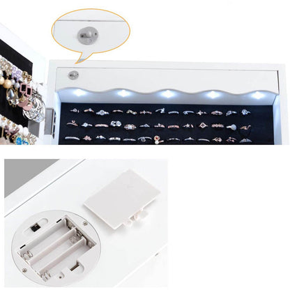 Wall mirror jewelry holder with lighting