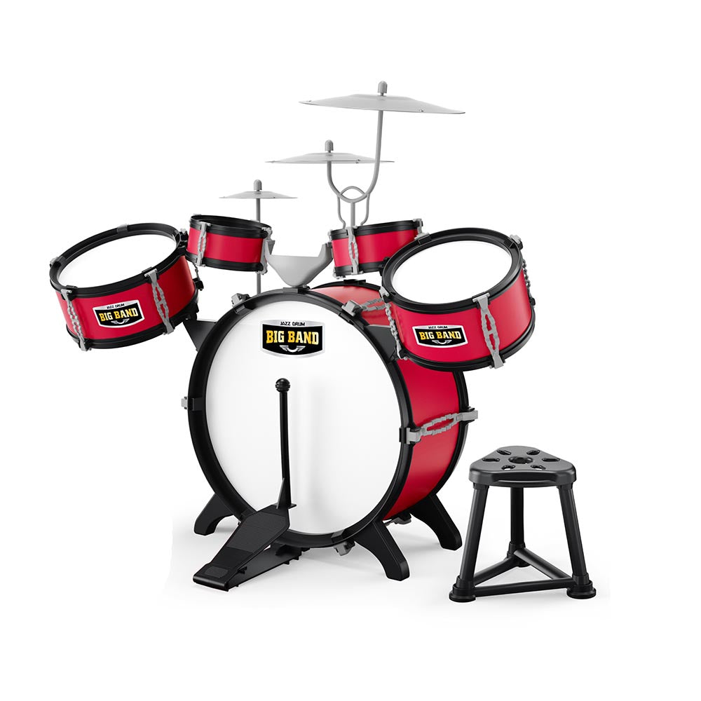 Game drum set with chair, burgundy
