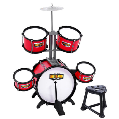 Game drum set with chair, burgundy