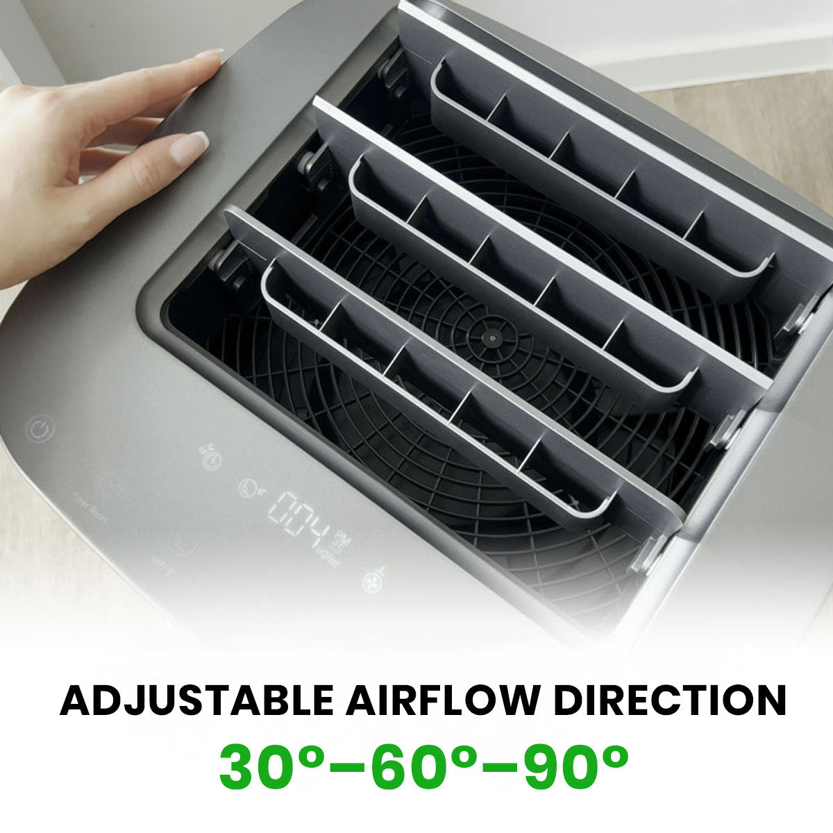 Air Essence™ Eco Plasma LCD ESP Graphene Air Purifier, 60m² Coverage, Non-consumable Graphene ESP Filter, UVC Sterilizer, Grey