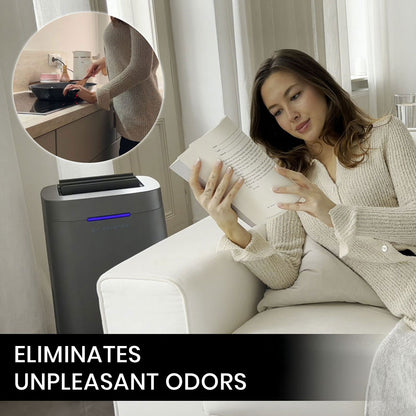 Air Essence™ Eco Plasma LCD ESP Graphene Air Purifier, 60m² Coverage, Non-consumable Graphene ESP Filter, UVC Sterilizer, Grey