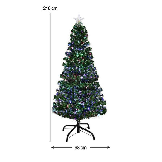 Artificial pine with fiber optics and colored LED in several types - 210 cm